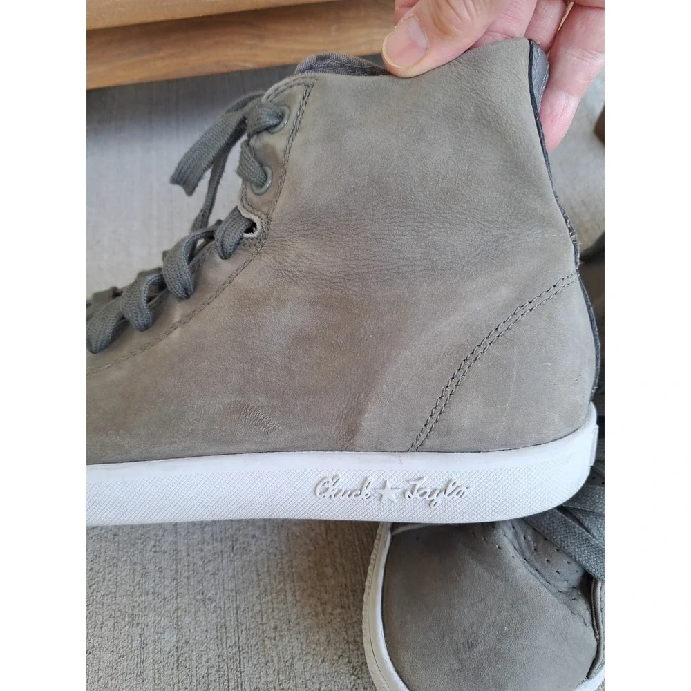Converse Chuck Taylor All Star High-Top Olive Green Leather Sneakers M 12 W 14 - Picture 15 of 16